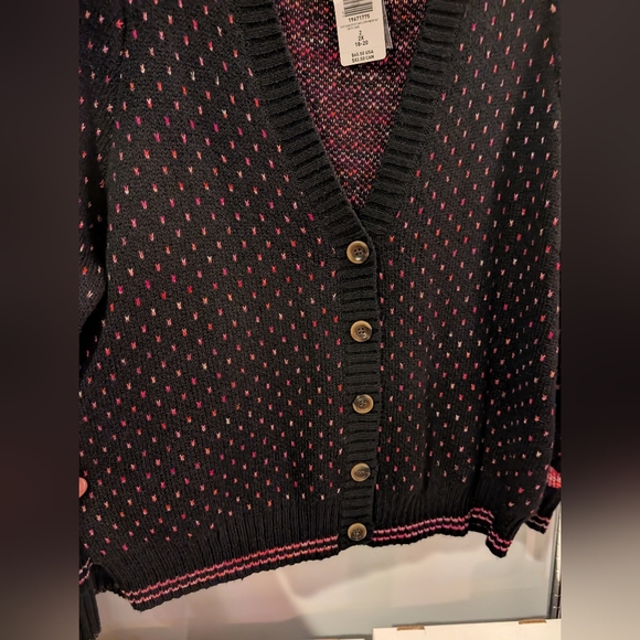 NWT Torrid Pink Hearts Cardigan Drop Shoulder V-Neck Button Front Sweater Size 2 - Picture 7 of 13
